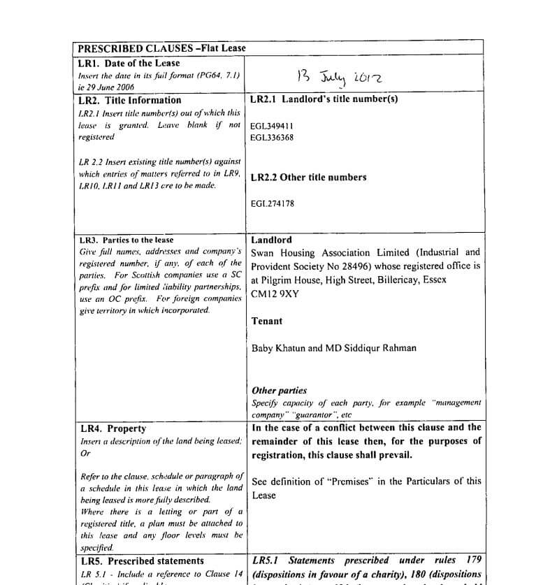 a lease forms part of the title deeds